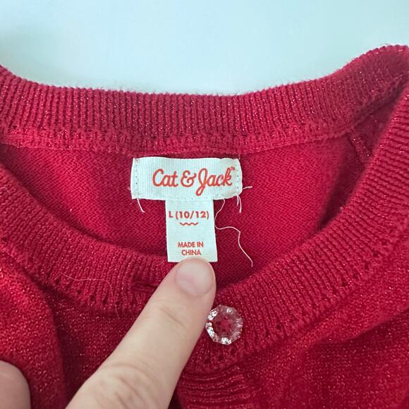 Cat & Jack Black Button-Front Cardigan - Girl's Large - Picture 3 of 3